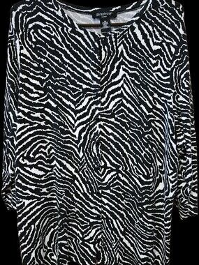 Paraphrase Black & White Zebra Print Women’s Top 3X